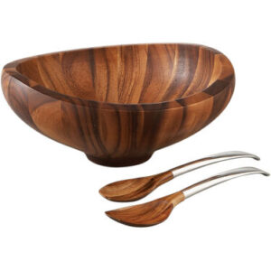 Nambe Butterfly Salad Bowl W/ Servers