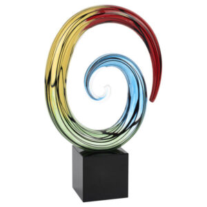 Regency Imports Rainbow Murano Style Art Glass Centerpiece on Heavy Black Crystal Base 10"H